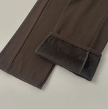 Winter Brushed Thick Cut Banding Wide Cotton Pants