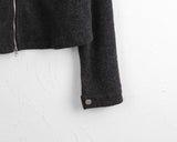 [MADE] Disher Zipper Leather Color Matching Two-Way Knit Zip-Up Jumper
