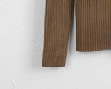 Robeil Twist Wrap V-neck Ribbed Long Sleeve Knit