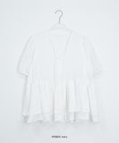 Pombo Tiered Frill Over Fit Short Sleeve Puff Blouse