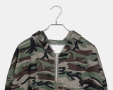 E-Ring Military Camo Pocket Crop Long Sleeve Hooded Zip-Up