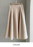 Cashew Nut Pin-Tuck Flared Long Skirt