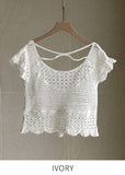 Exi Punching Crochet Cap Short Sleeve Knit