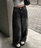 Get Black Blue Washing Wide Pants