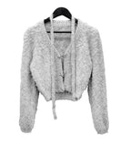 Linked Metal Ring Scarf Fur Cardigan