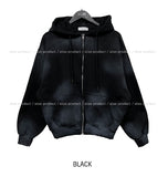 Mety Dirty Damage Semi-Cropped Hooded Zip-Up