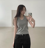 Halterneck Solid Cotton Blend Basic Fit Sleeveless