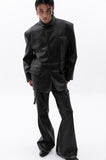 washing leather 4 buttons blazer