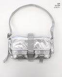 Rasing Glossy Belt Pocket Nylon Shoulder Bag