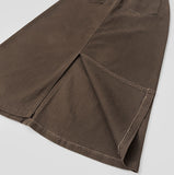 H-line Loose Back Slit Cotton Long Skirt