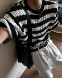 Baron cable stripe short sleeve knit