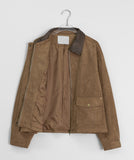 Molte color matching collar suede jacket