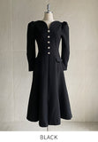 Plea Puff Heart Neck Button Slit One Piece