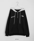 Milnan Half Zip-Up Color Matching Printed Hoodie