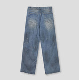 Dusty damage wide denim pants