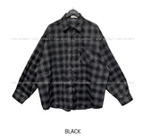 (UNISEX) Time Balloon Oversized Checkered Shirt