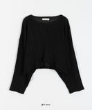 Pojo Wrinkle Crop See-through Long Sleeve Tee