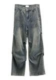 Pintuck straight wash denim