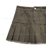 Monut Fringe Pleated Denim Skirt
