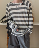 [LAN ARCHIVE] Shoulder Button Stripe Knit