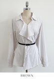 Nels Stripe Frill Collar Blouse (Belt Set)