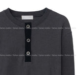 Esta Crop Waffle Henley Neck T-Shirt