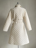 Suede Quilted Lightweight Long Padding Coat (Belt Set)