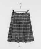 Rokoni banding check midi pleated skirt