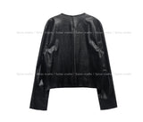Lidore Metal Button Leather Jacket