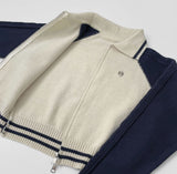 Cable Color Matching Design Two-Way Pendant Knit Zip-Up Cardigan