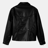 Star studded trackline leather jacket