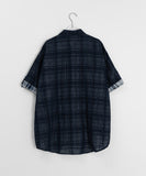 [Unisex] Mebut Roll-Up Check Over Short Sleeve Shirt