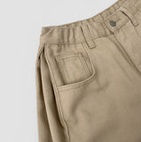 Folding Pin Tuck Back Pocket Bermuda Shorts Cotton Pants