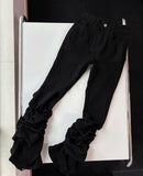 Long leg shirring silhouette pants