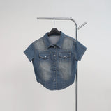 Pias denim cropped shirt