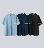 Rope denim short sleeve shirt