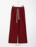 Louvered pin tuck ribbed banding pants