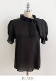 Anne Tie Pearl Puff Short Sleeve Blouse