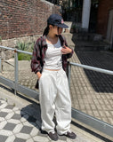 Nunt pintuck stitch wide cotton pants
