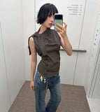 STRAP CHECK SLEEVELESS SHIRT