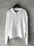 Herringbone punching two-way knit zip-up