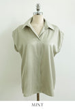 Roan Open Collar Cap Sleeve Blouse