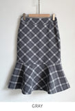Kellin Wool Check Mermaid Midi Skirt