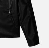 Star stud track line leather jacket