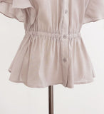 Lines Flare Pintuck Shirring Blouse