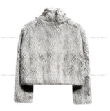 Kecia High Neck Crop Fur Jacket