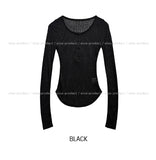 Noi See-Through RIb Slim Long Sleeve