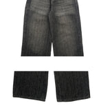 Ops Stripe Washing Denim Wide Pants