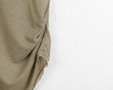 [Reviable] Shub Unbalanced Shirring Tattoo Printed Two-Way Short Sleeve T-shirt