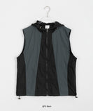 [unisex] Washi String Nylon Color Matching Hood Vest